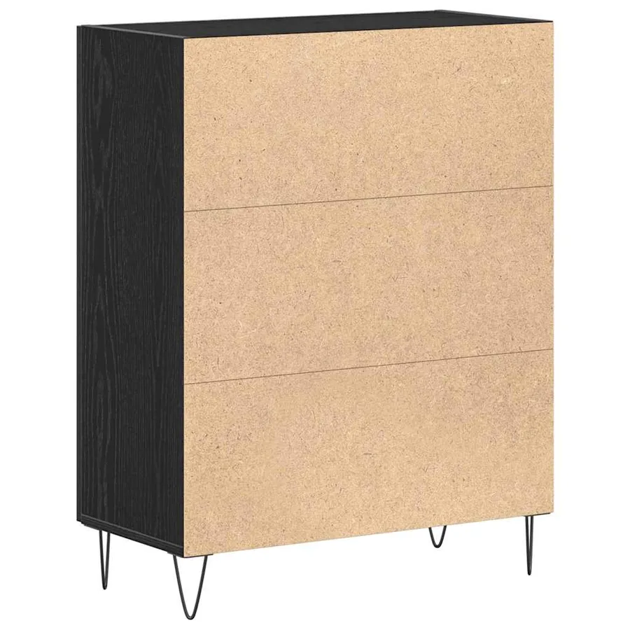 Buffet Chêne noir 69,5 x 34 x 90 cm Bois d'ingénierie - 6