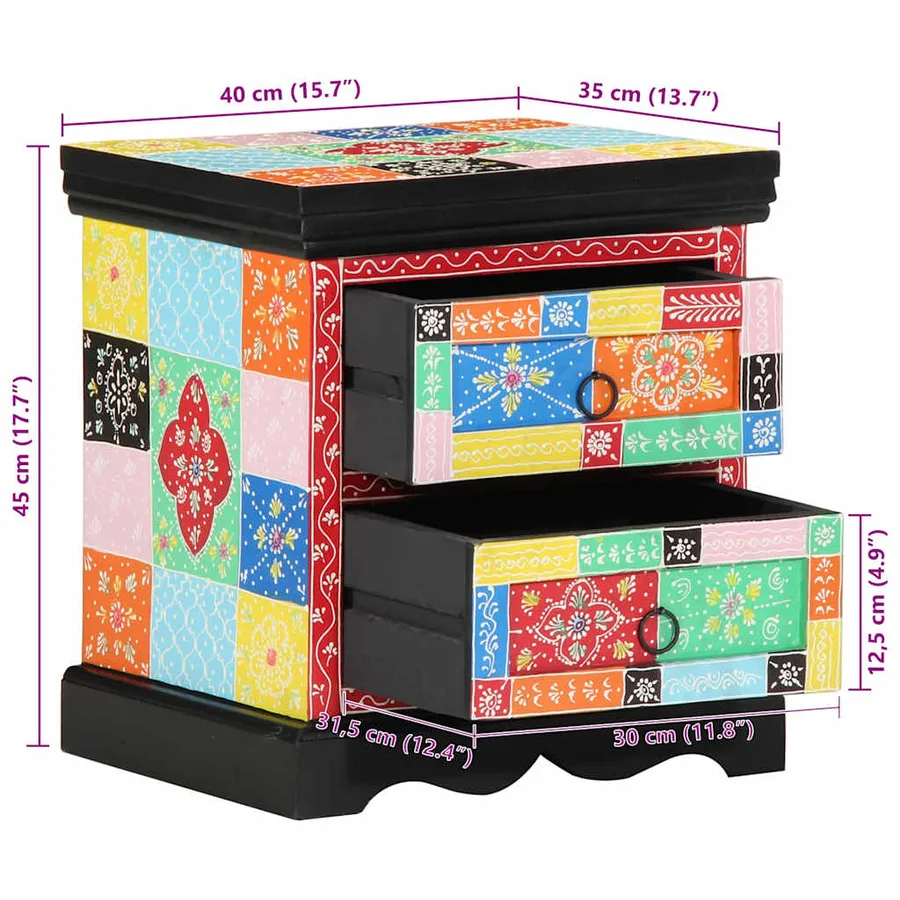 Cabinet de chevet avec tiroir 2 pcs Multicolore 40 x 35 x 45 cm - 13