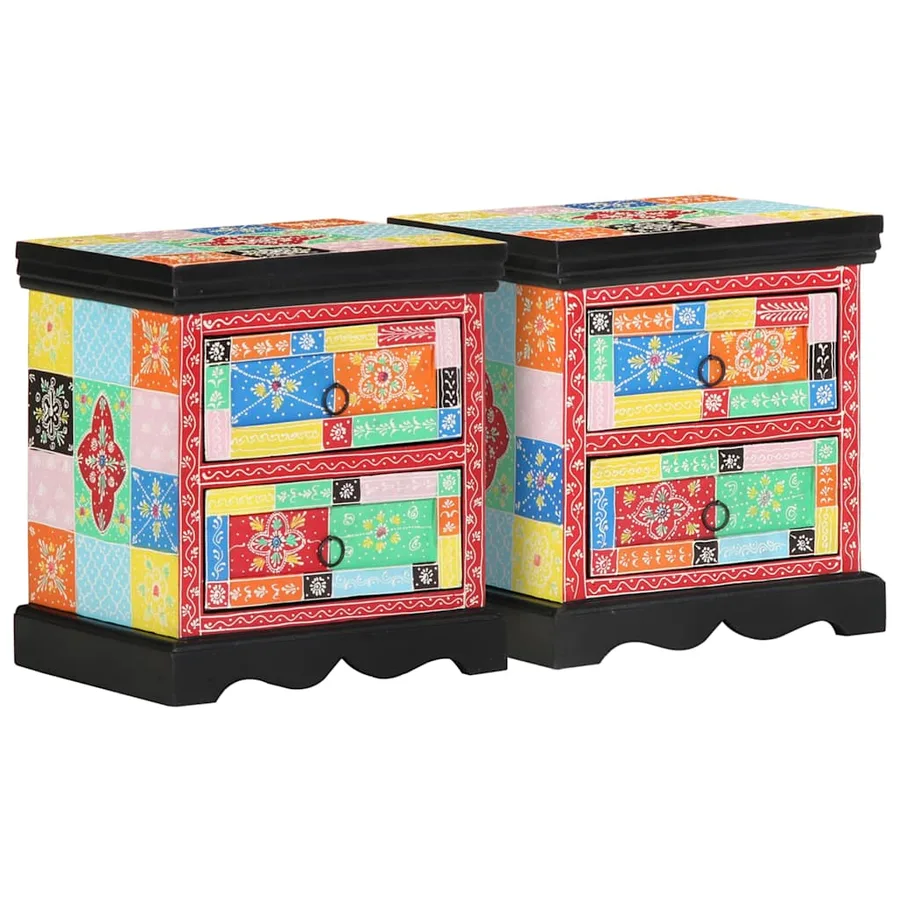 Cabinet de chevet avec tiroir 2 pcs Multicolore 40 x 35 x 45 cm - 8
