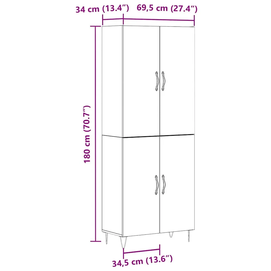 Haut Armoire 2 pcs Chêne noir Bois d'ingénierie et verre - 14