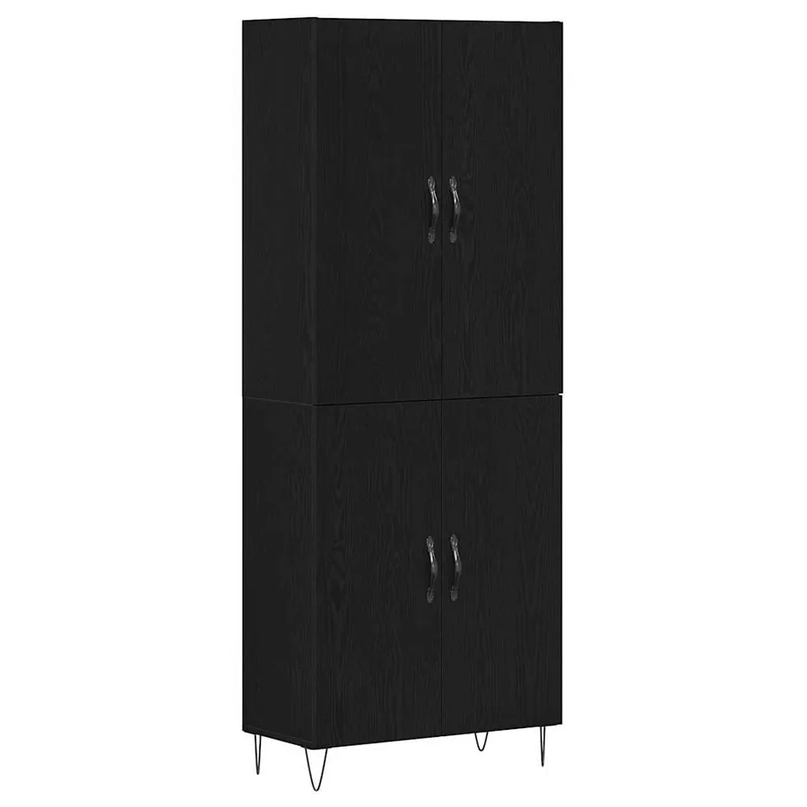 Haut Armoire 2 pcs Chêne noir Bois d'ingénierie et verre - 2