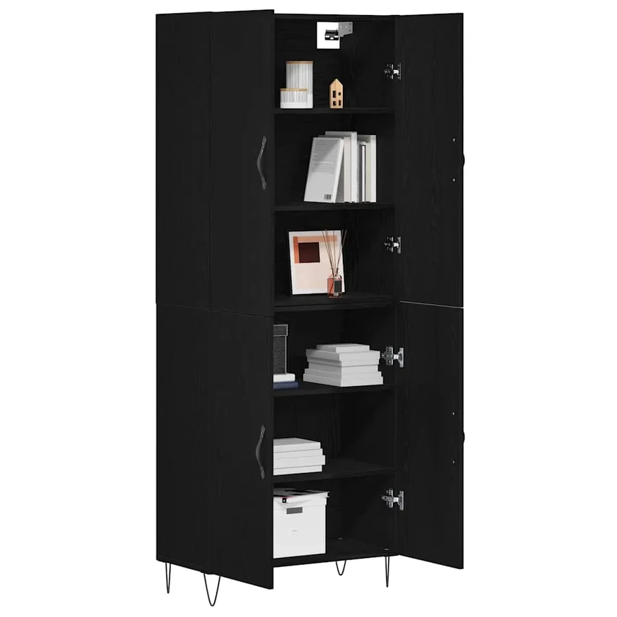 Haut Armoire 2 pcs Chêne noir Bois d'ingénierie et verre - 3