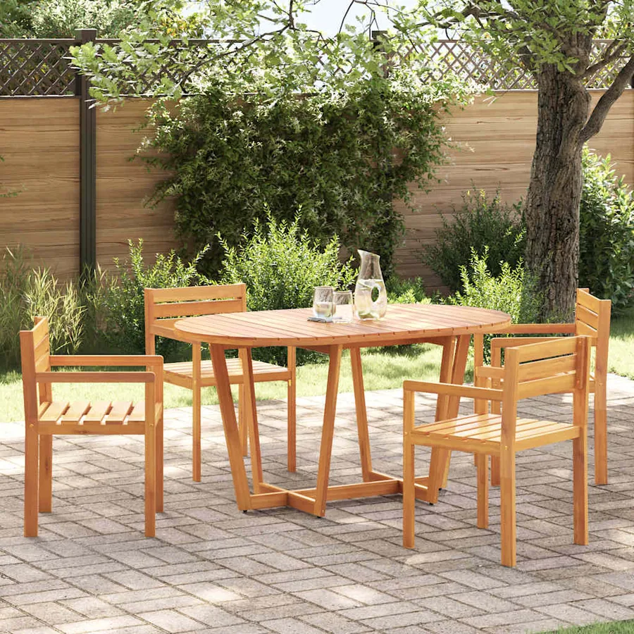 Ensemble de salle à manger de jardin 5 pcs en bois massif d'acacia