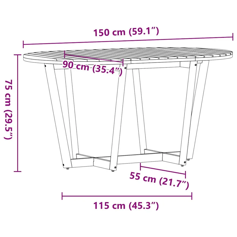 Ensemble de salle à manger de jardin 5 pcs en bois massif d'acacia - 10