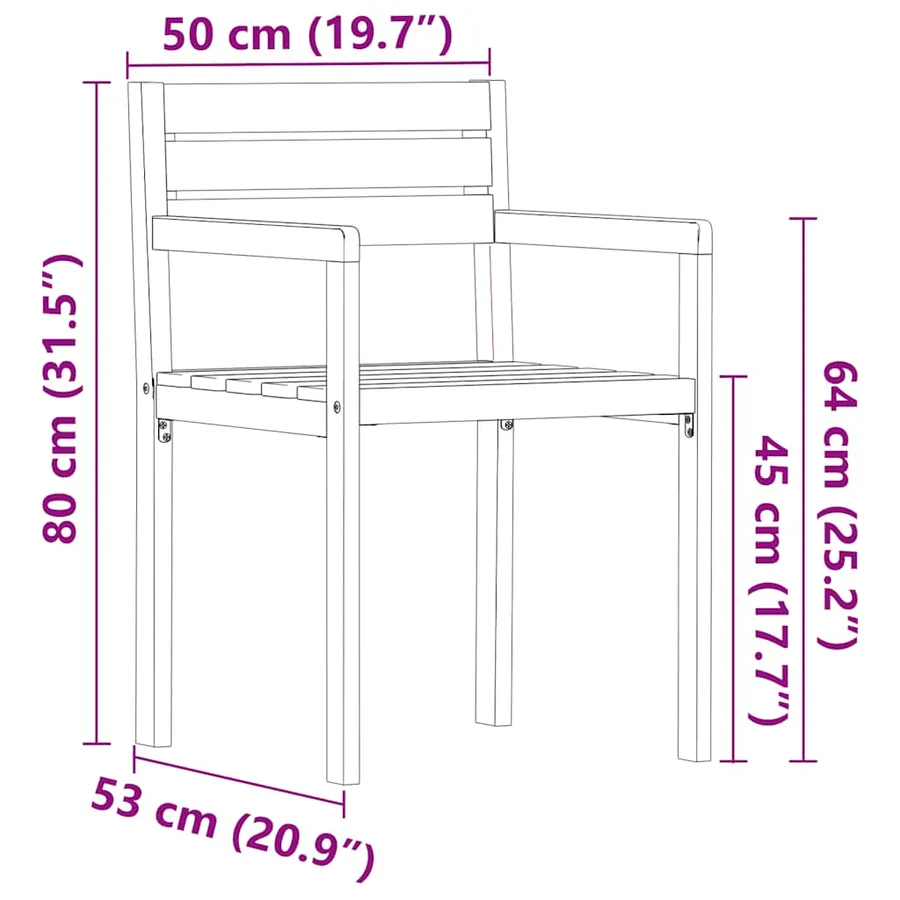 Ensemble de salle à manger de jardin 5 pcs en bois massif d'acacia - 11