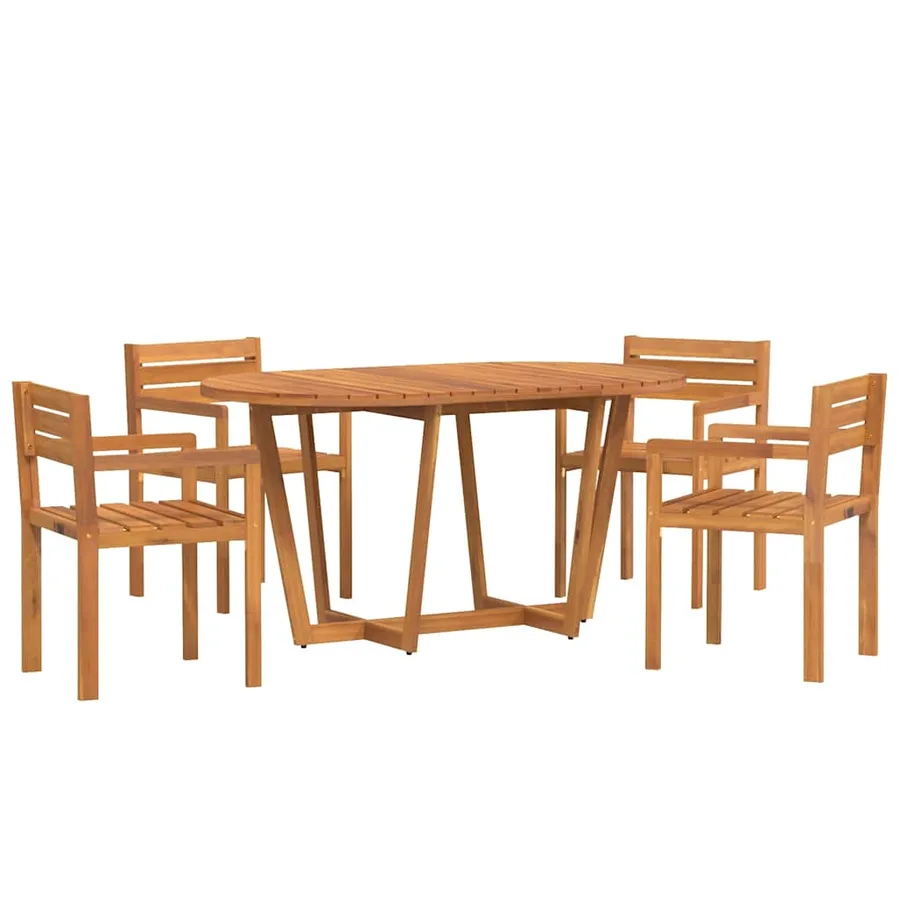 Ensemble de salle à manger de jardin 5 pcs en bois massif d'acacia - 2
