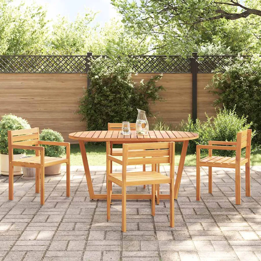 Ensemble de salle à manger de jardin 5 pcs en bois massif d'acacia - 3