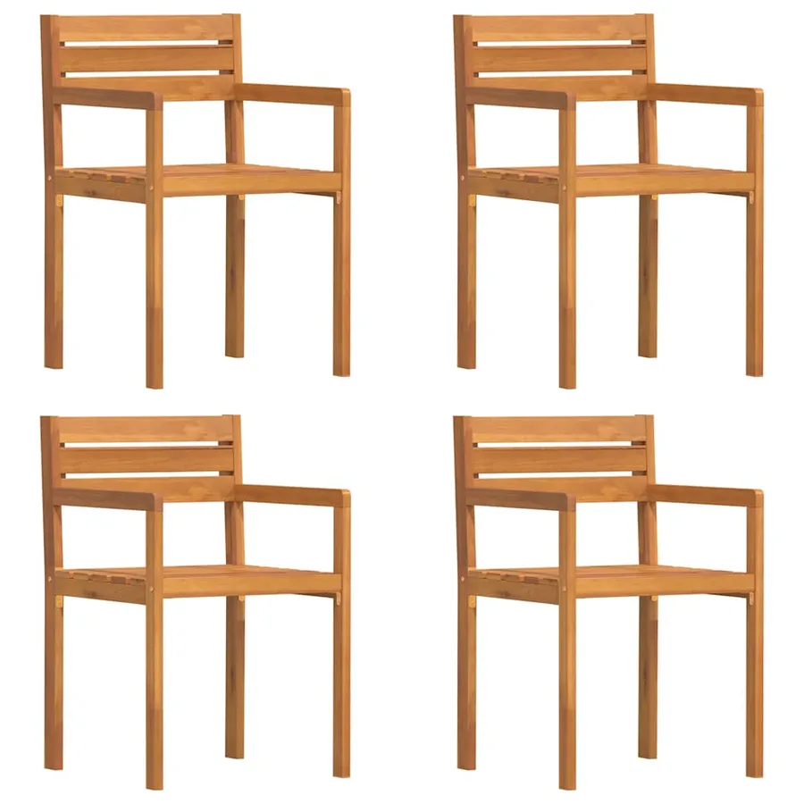 Ensemble de salle à manger de jardin 5 pcs en bois massif d'acacia - 6