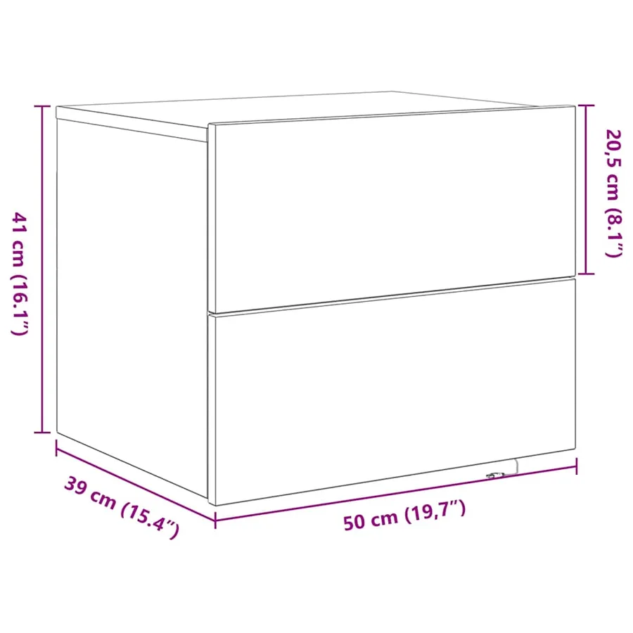 Cabinet de chevet 2 pc Chêne artisanal 50 x 39 x 41 cm - 17