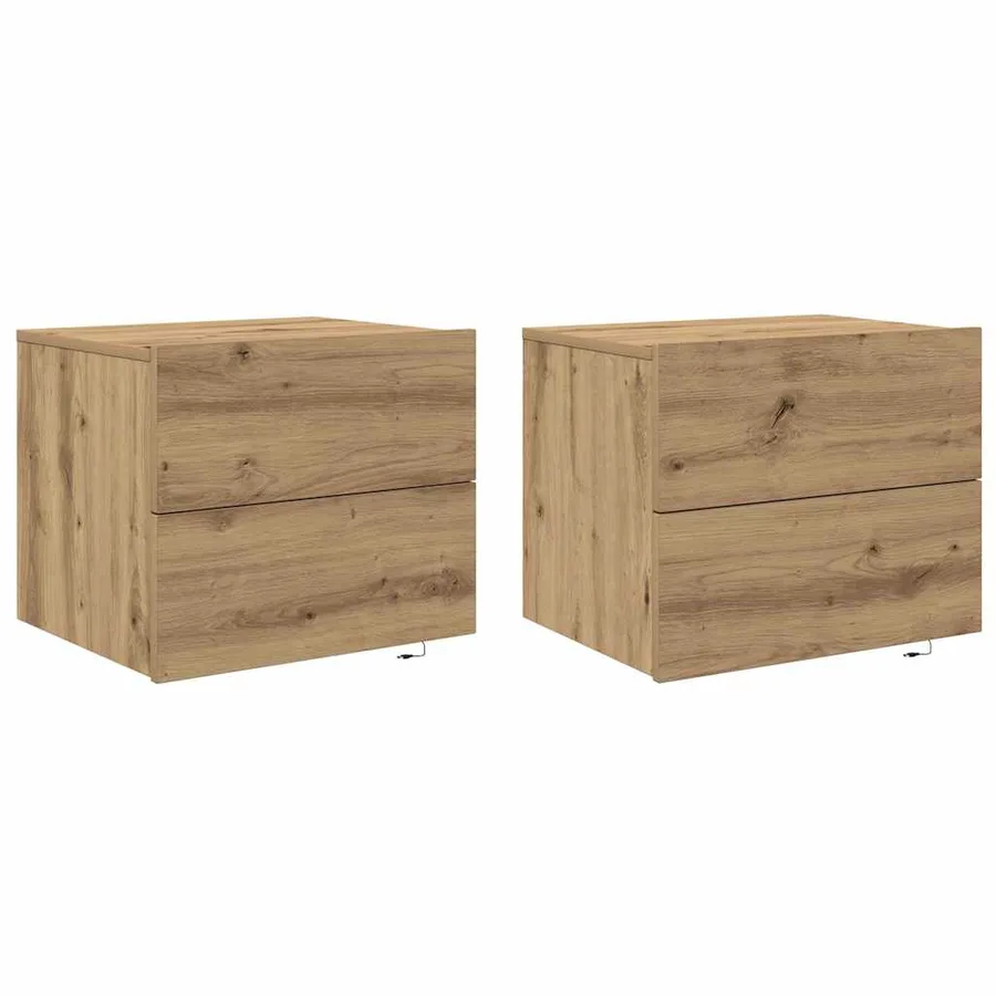Cabinet de chevet 2 pc Chêne artisanal 50 x 39 x 41 cm - 2