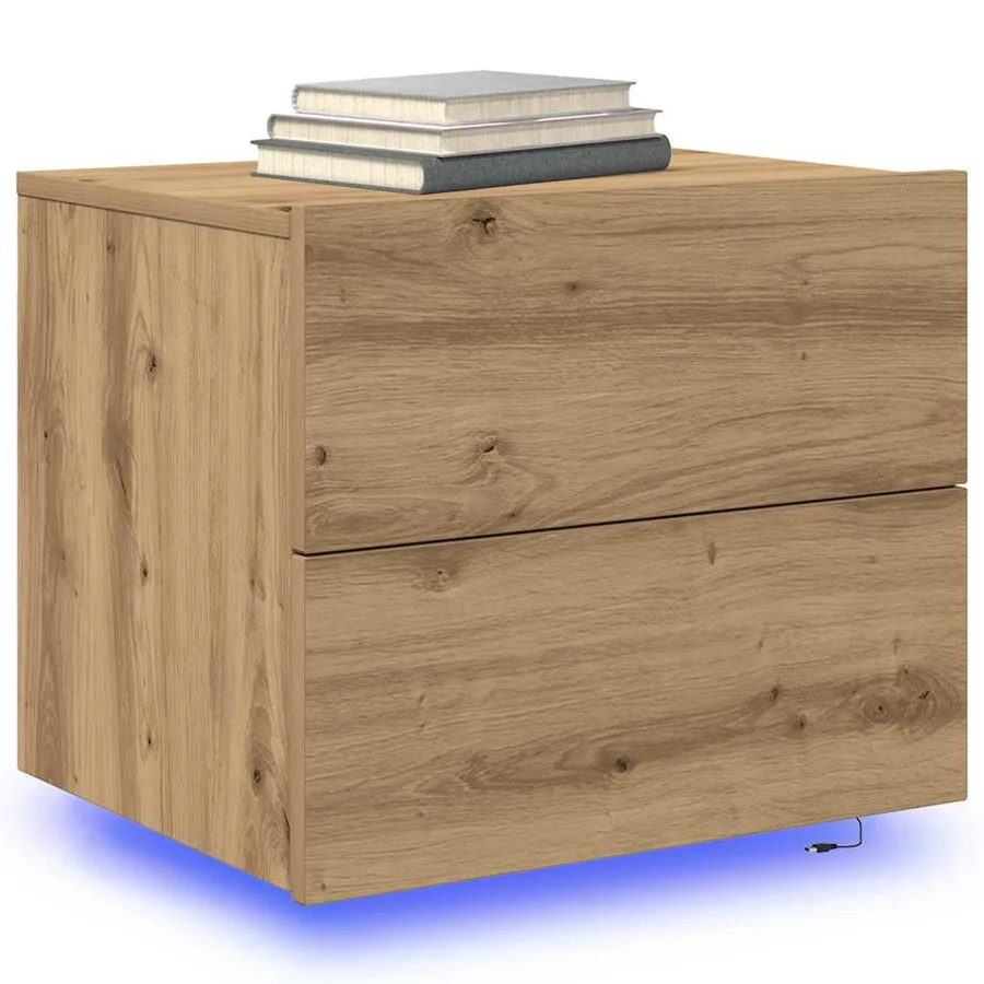 Cabinet de chevet 2 pc Chêne artisanal 50 x 39 x 41 cm - 3