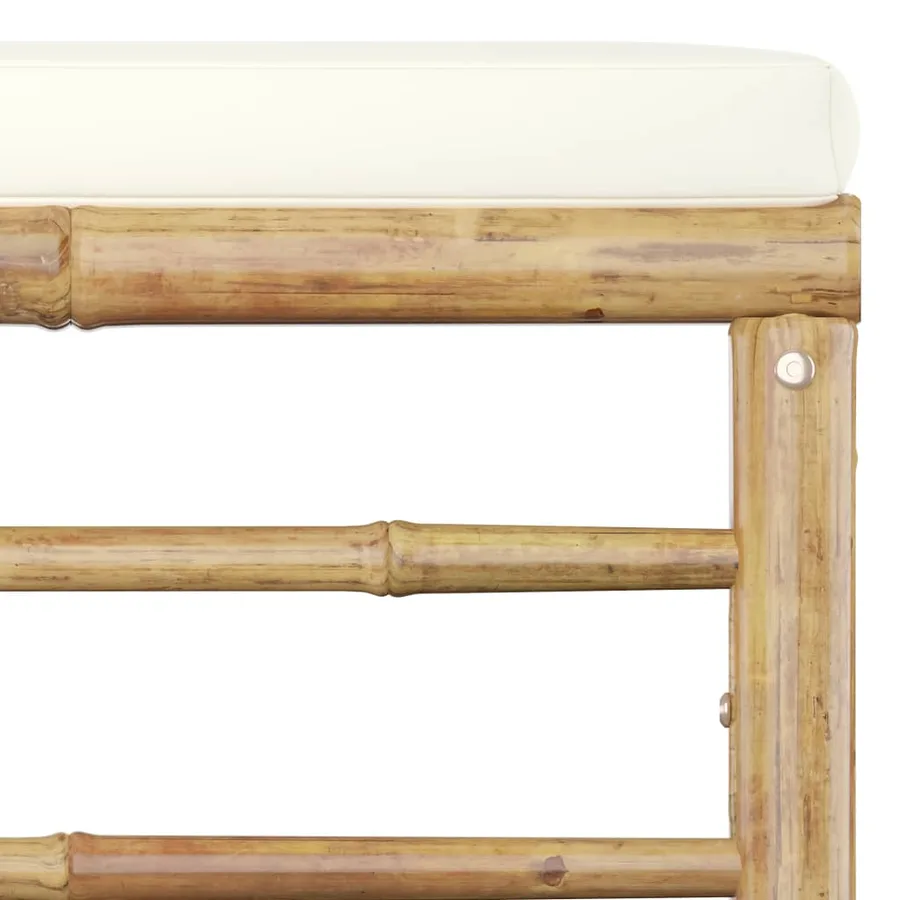 Salon de jardin 4 pcs avec coussins blanc crème bambou - 8