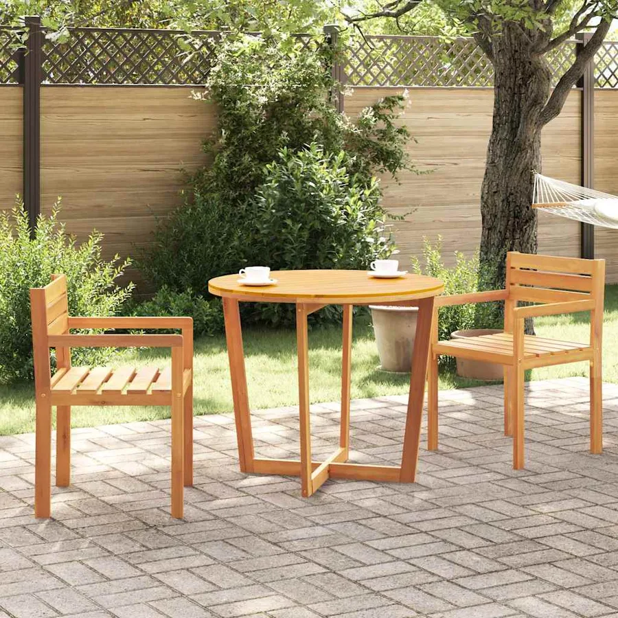 Table de jardin ronde Ø90x75 cm en bois massif d'acacia - 3