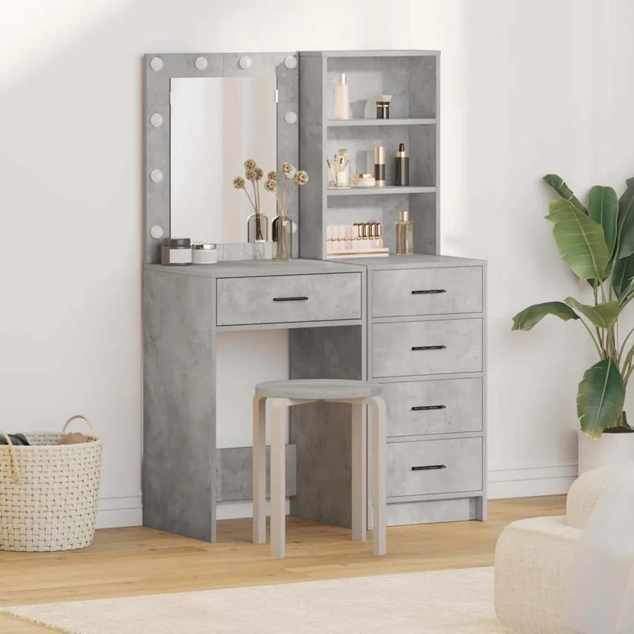 Table de Toilette 2 pcs Gris 50 x 41 x 135 cm Bois d'ingénierie