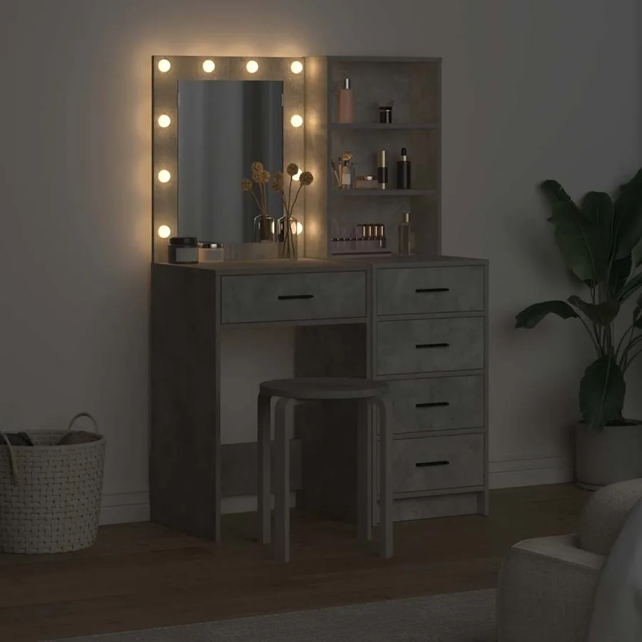 Table de Toilette 2 pcs Gris 50 x 41 x 135 cm Bois d'ingénierie - 4
