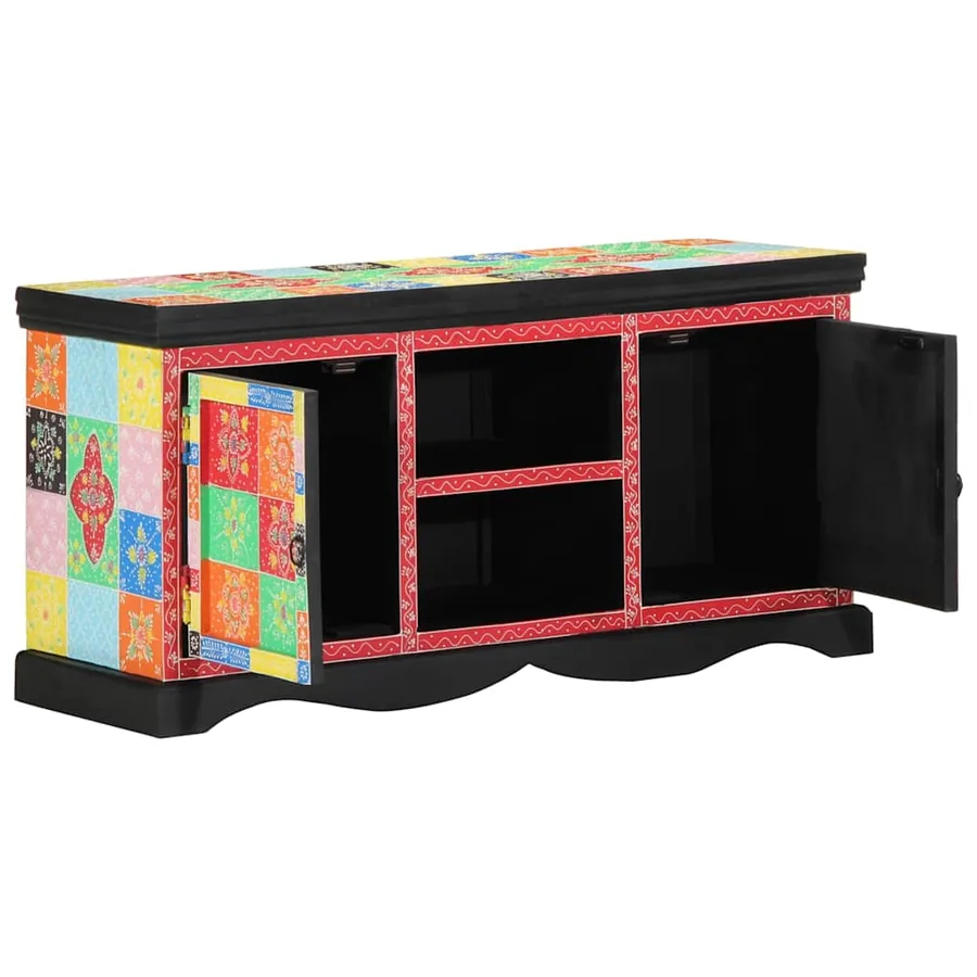 Meuble TV Multicolore 100 x 35 x 50 cm Bois de mangue massif