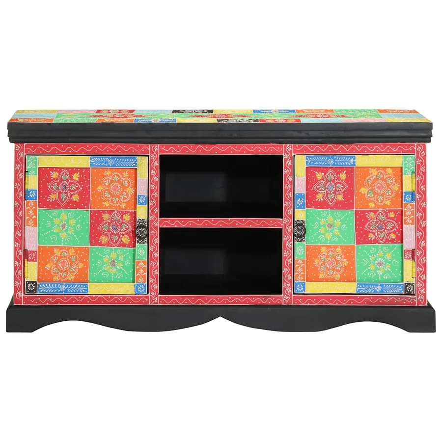 Meuble TV Multicolore 100 x 35 x 50 cm Bois de mangue massif - 2