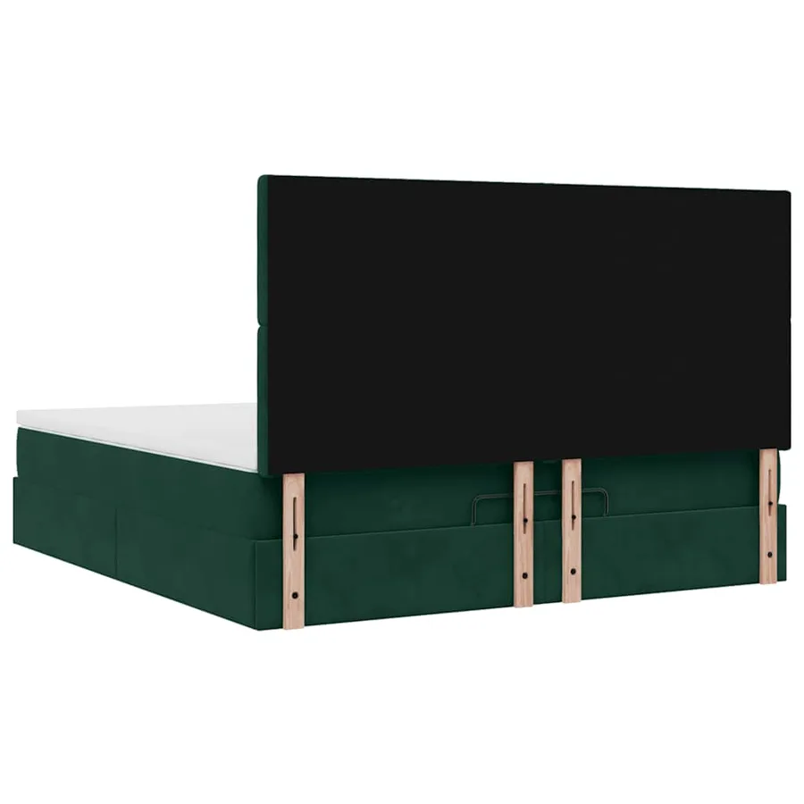 Cadre de lit ottoman avec matelas vert foncé 160x200 cm velours - 9