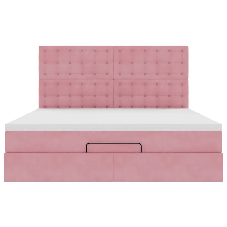 Cadre de lit ottoman avec matelas rose 160x200 cm velours - 7