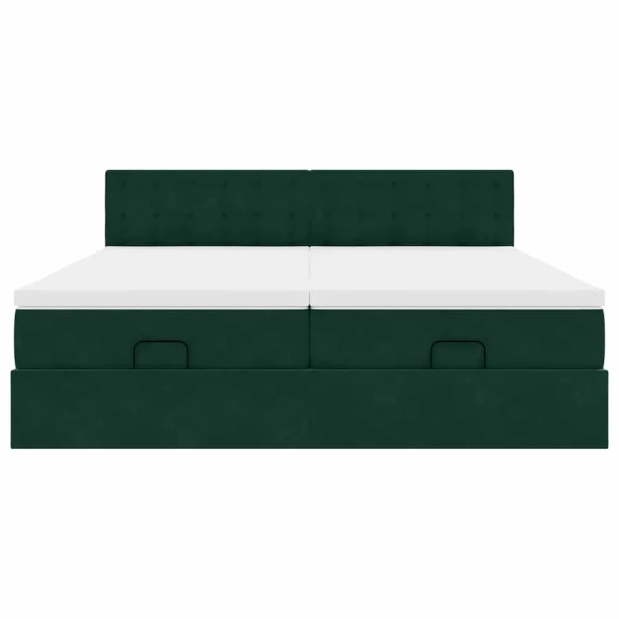 Cadre de lit ottoman avec matelas vert foncé 160x200 cm velours - 6
