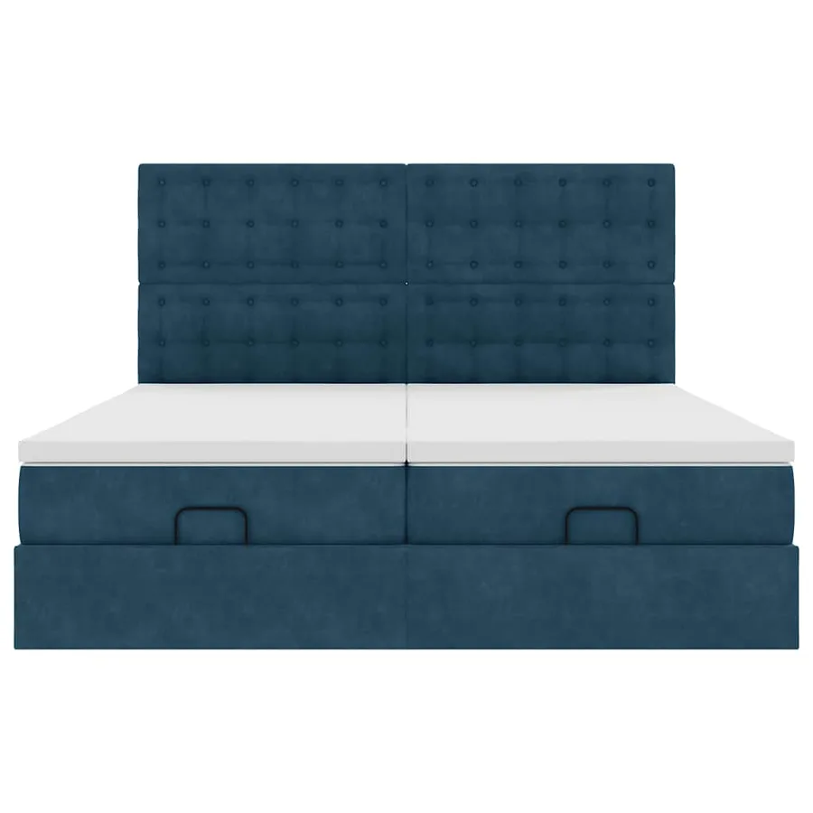 Cadre de lit ottoman avec matelas bleu foncé 160x200 cm velours - 7
