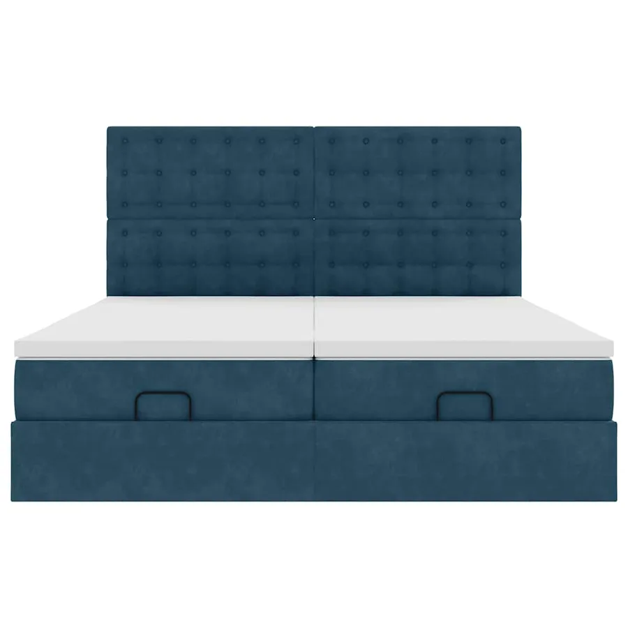 Cadre de lit ottoman avec matelas bleu foncé 160x200 cm velours - 8