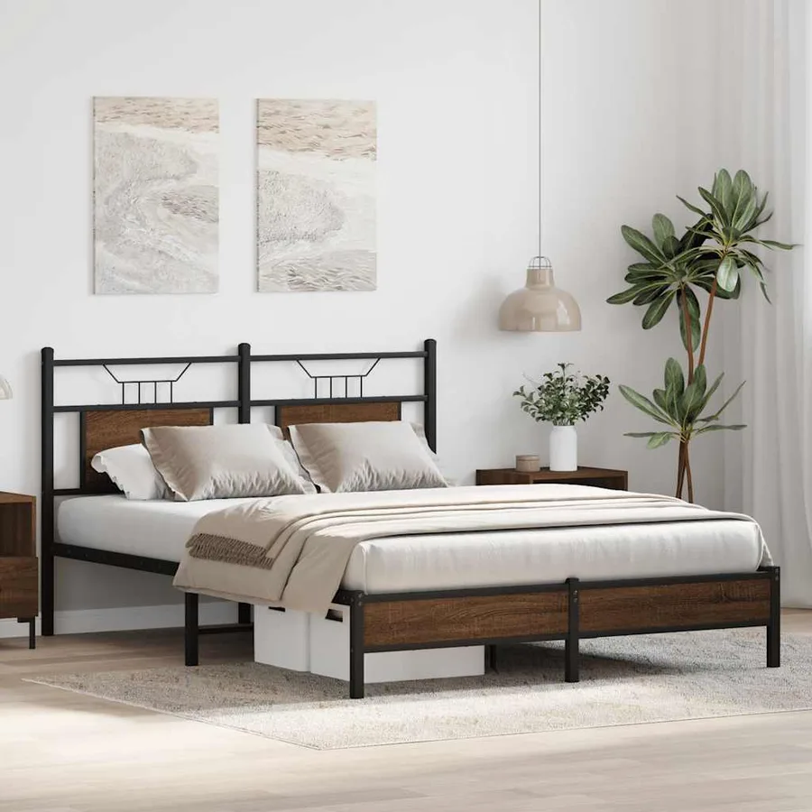Cadre de lit sans matelas chêne marron 140x200 cm - 4