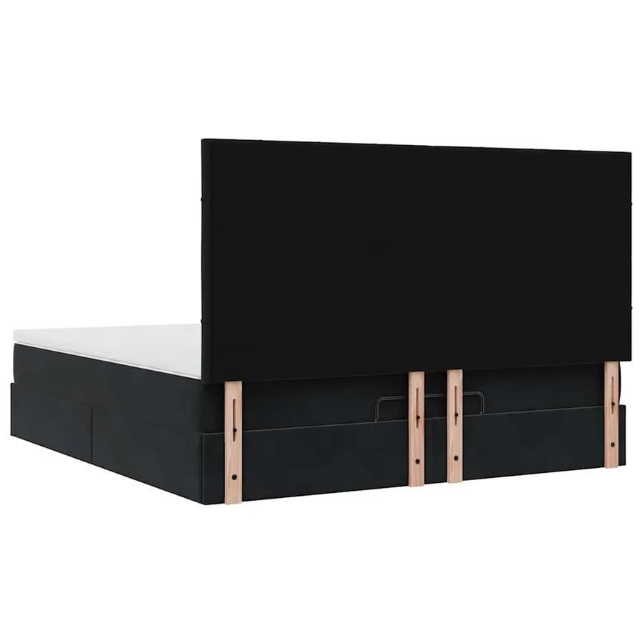 Cadre de lit ottoman avec matelas noir 180x200cm velours - 10