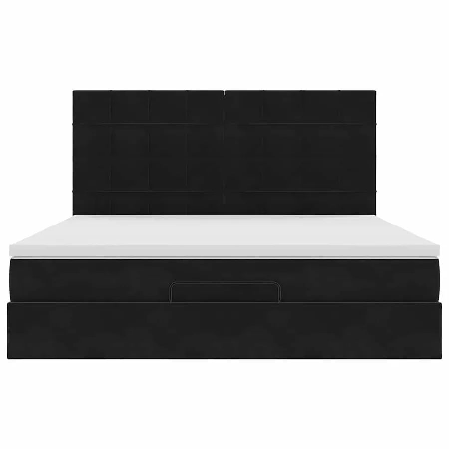 Cadre de lit ottoman avec matelas noir 180x200cm velours - 8