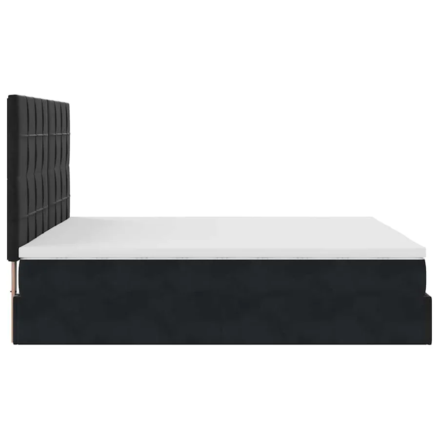 Cadre de lit ottoman avec matelas noir 180x200cm velours - 9