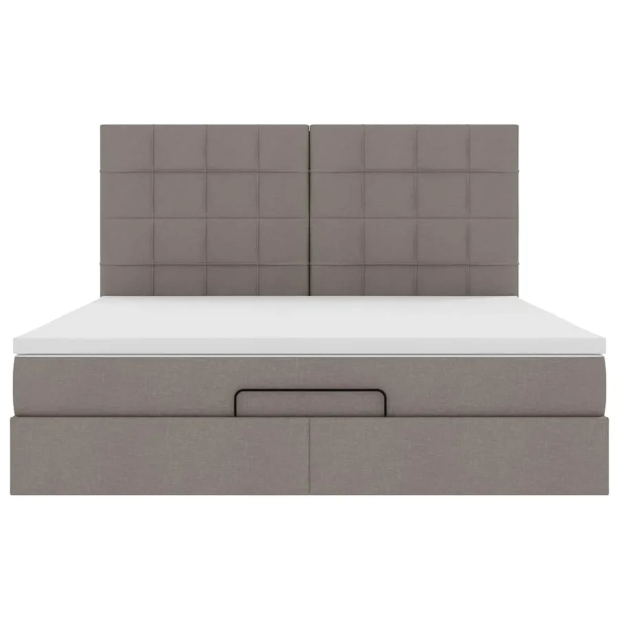 Cadre de lit ottoman avec matelas taupe 160x200 cm tissu - 7