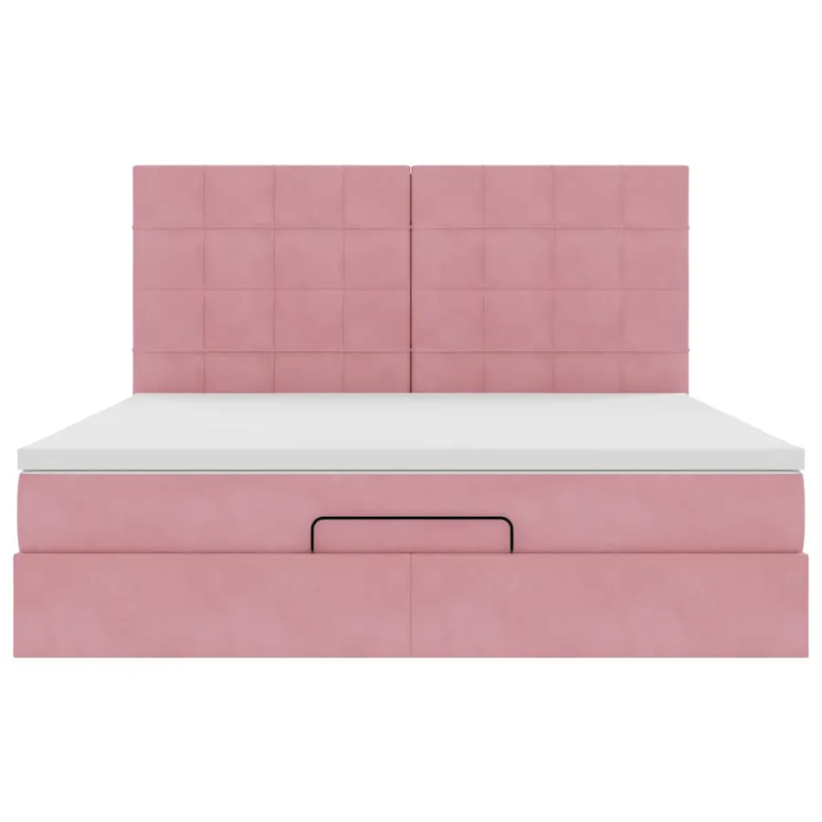 Cadre de lit ottoman avec matelas rose 180x200 cm velours - 7
