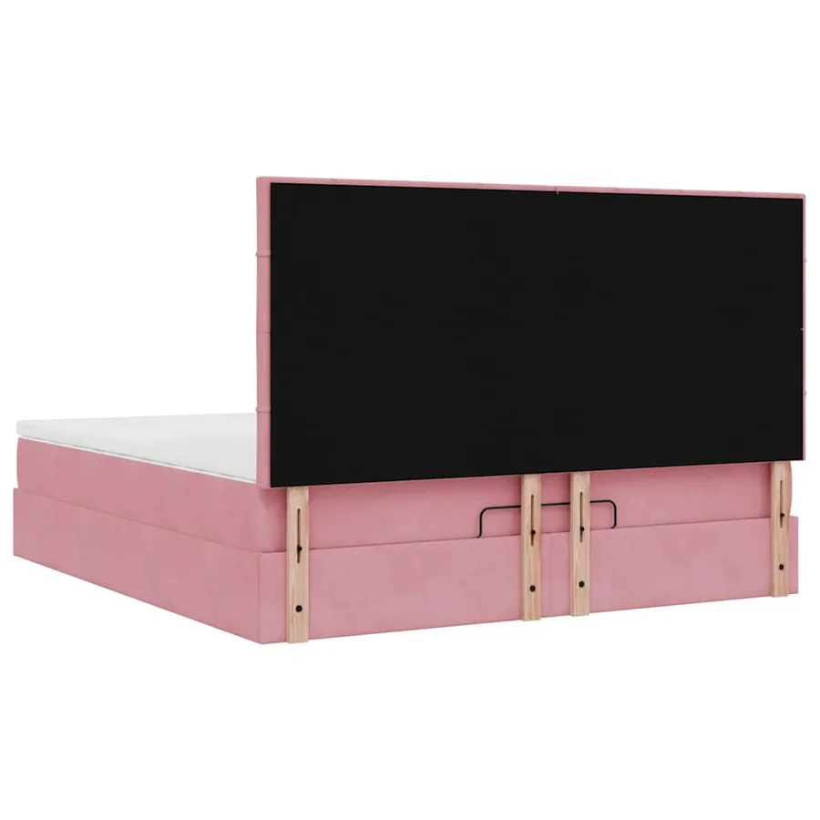 Cadre de lit ottoman avec matelas rose 180x200 cm velours - 9