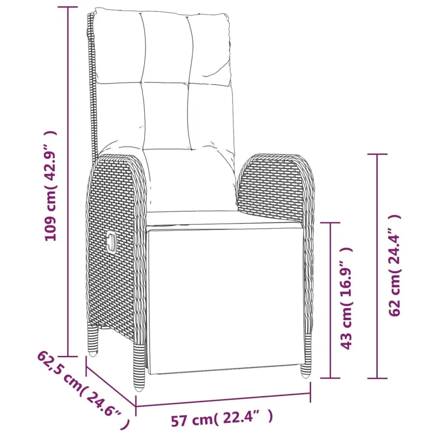 Ensemble à manger de jardin 9 pcs coussins gris résine tressée - 10