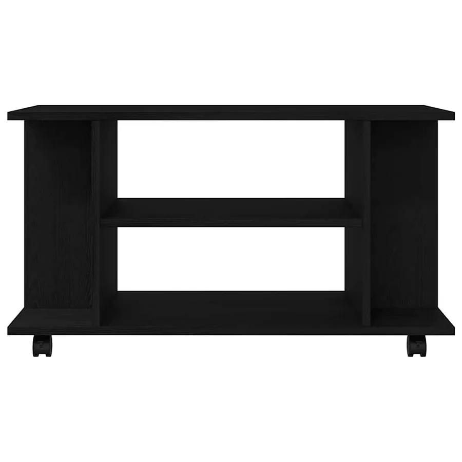 Meuble TV à roulettes en chêne noir 80x40x45 cm bois d'ingénierie - 5