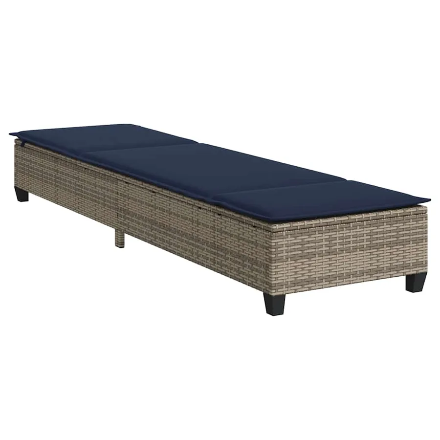 Transat avec coussins gris 55 x 200 x 25,5 cm en rotin synthétique - 5