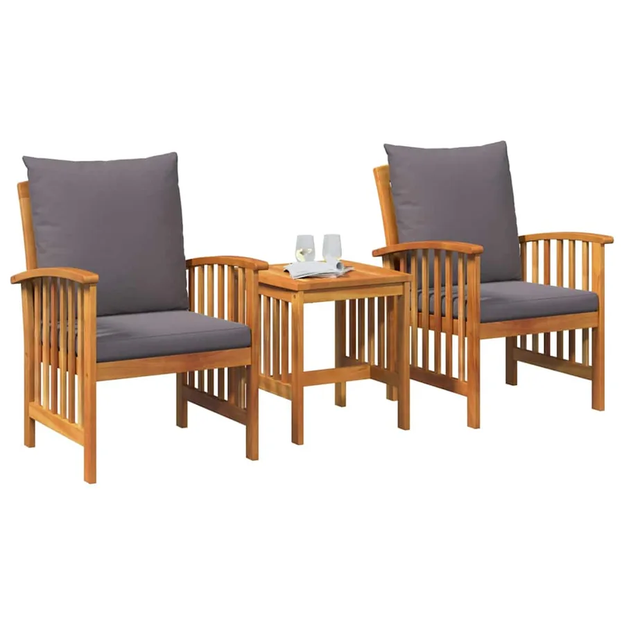 Ensemble de canapé de jardin avec coussin 3 pcs Huile Naturelle - 3