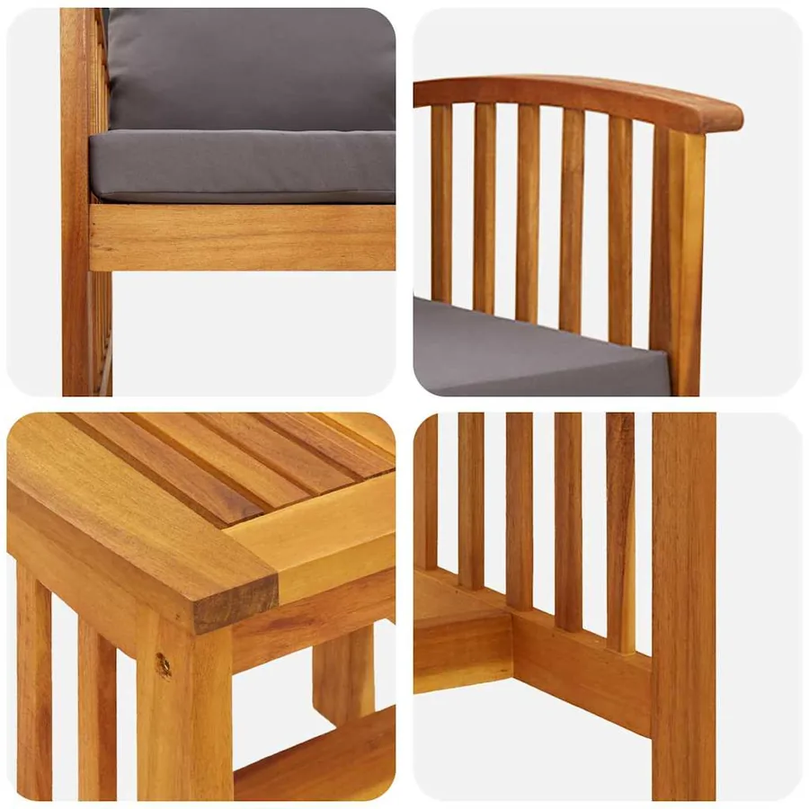 Ensemble de canapé de jardin avec coussin 3 pcs Huile Naturelle - 9