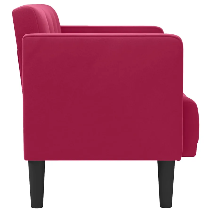 Canapé deux places rouge vin 111 cm velours - 4