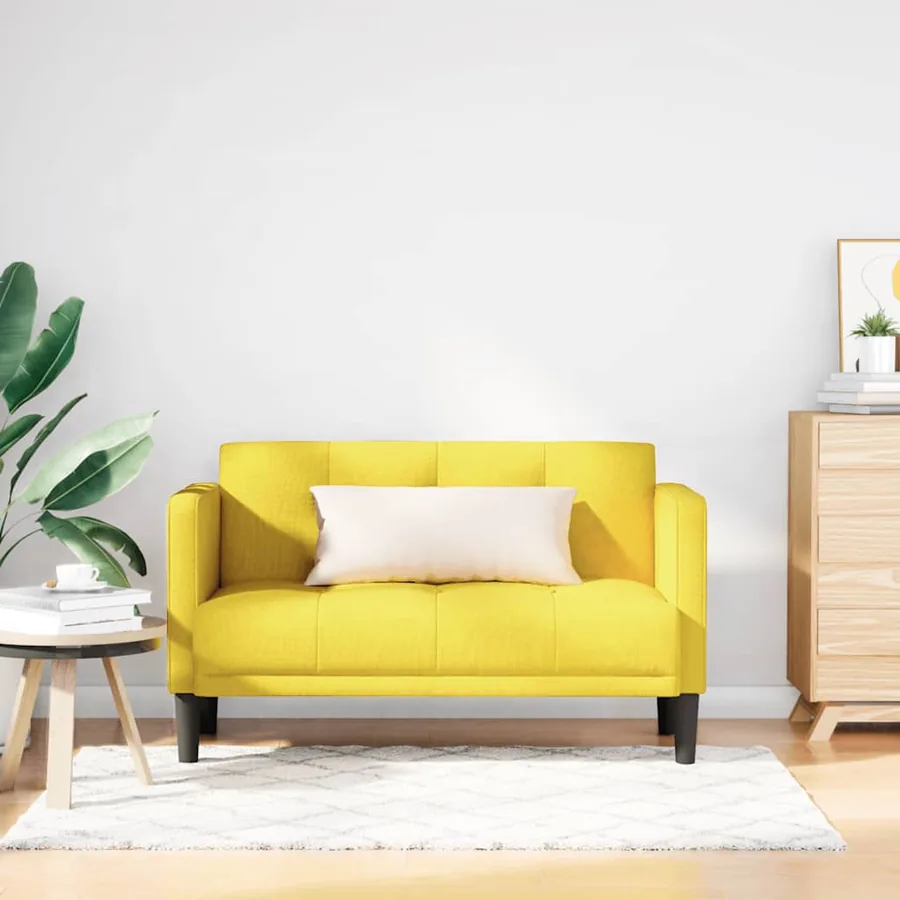Canapé deux places jaune 111 cm en tissu