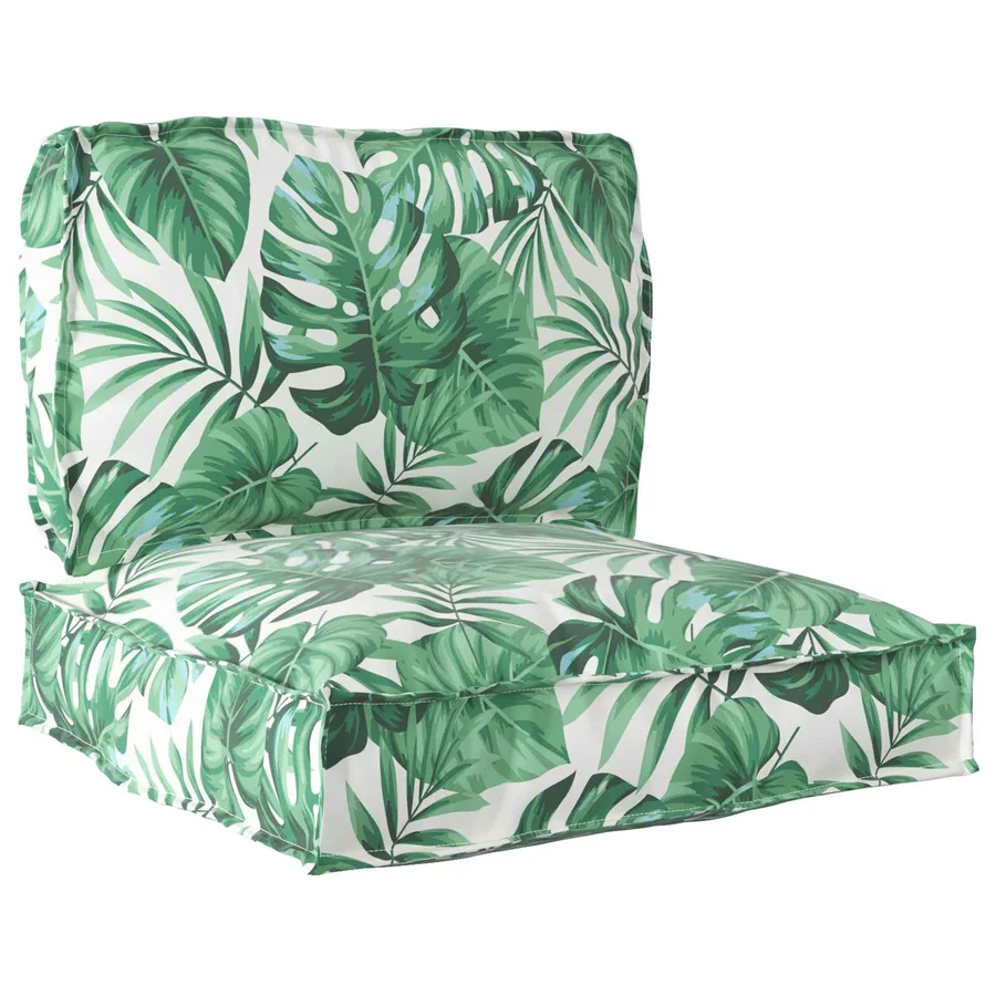 Set de coussins de palette Floral 2 pcs Motif Feuille Verte