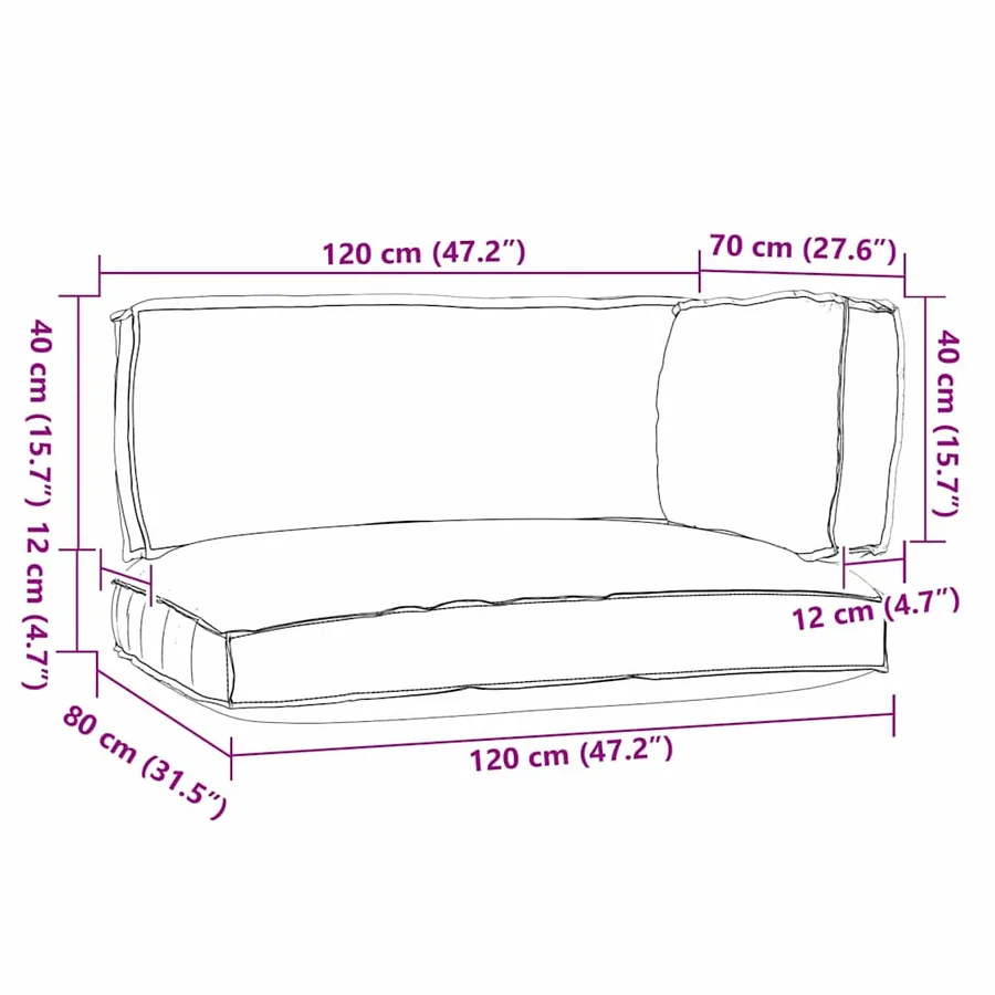 Set de coussins de palette 3 pcs Beige Tissu Oxford - 13