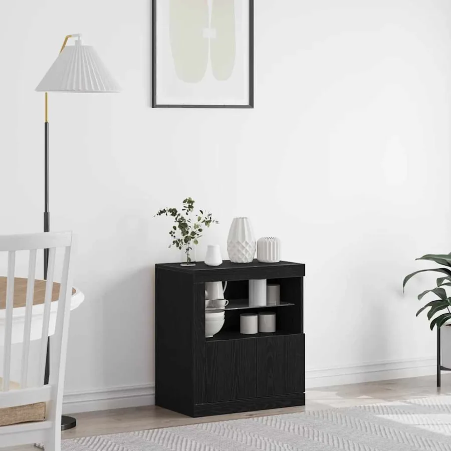 Buffet LED Noir 60,5 x 37 x 67 cm Bois d'ingénierie