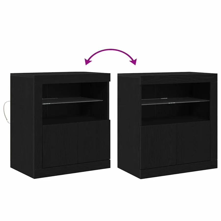 Buffet LED Noir 60,5 x 37 x 67 cm Bois d'ingénierie - 13