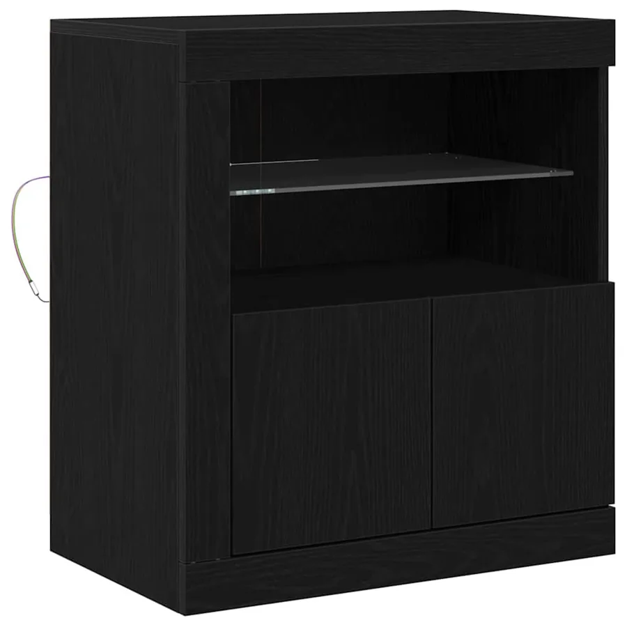 Buffet LED Noir 60,5 x 37 x 67 cm Bois d'ingénierie - 2
