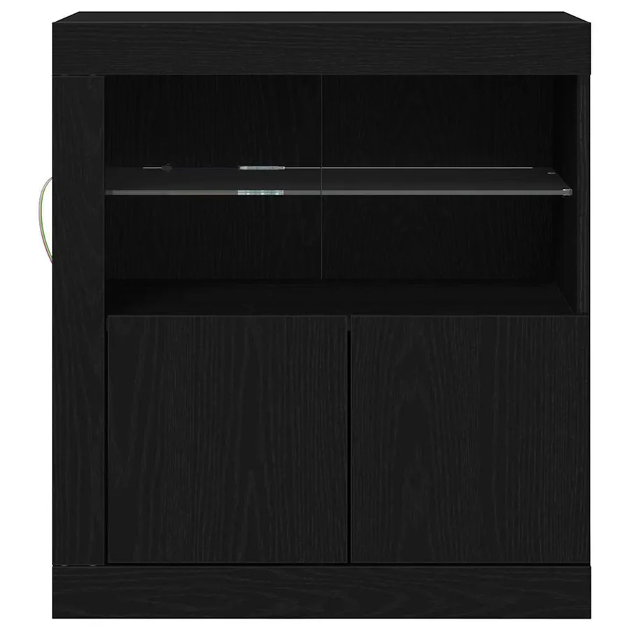 Buffet LED Noir 60,5 x 37 x 67 cm Bois d'ingénierie - 6