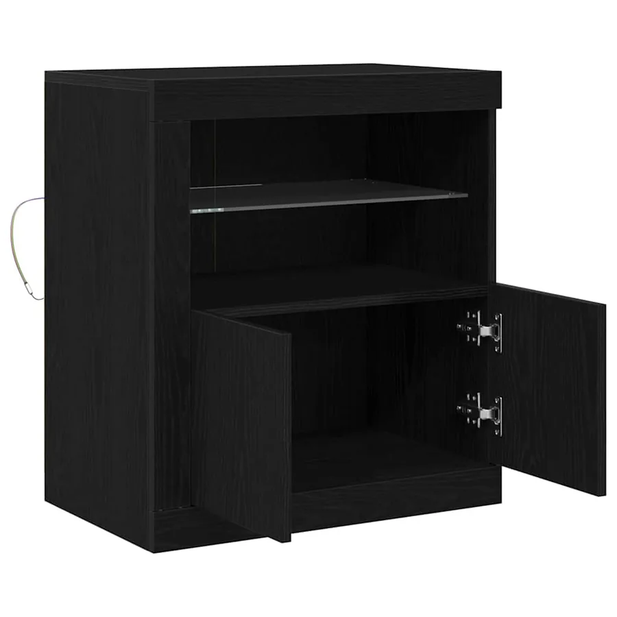 Buffet LED Noir 60,5 x 37 x 67 cm Bois d'ingénierie - 7
