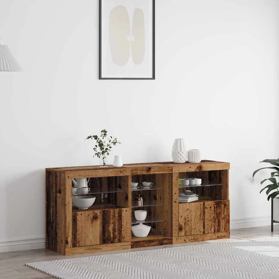 Buffet LED Bois ancien 162 x 37 x 67 cm Bois d'ingénierie