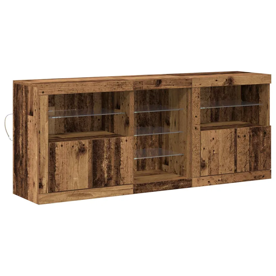 Buffet LED Bois ancien 162 x 37 x 67 cm Bois d'ingénierie - 2