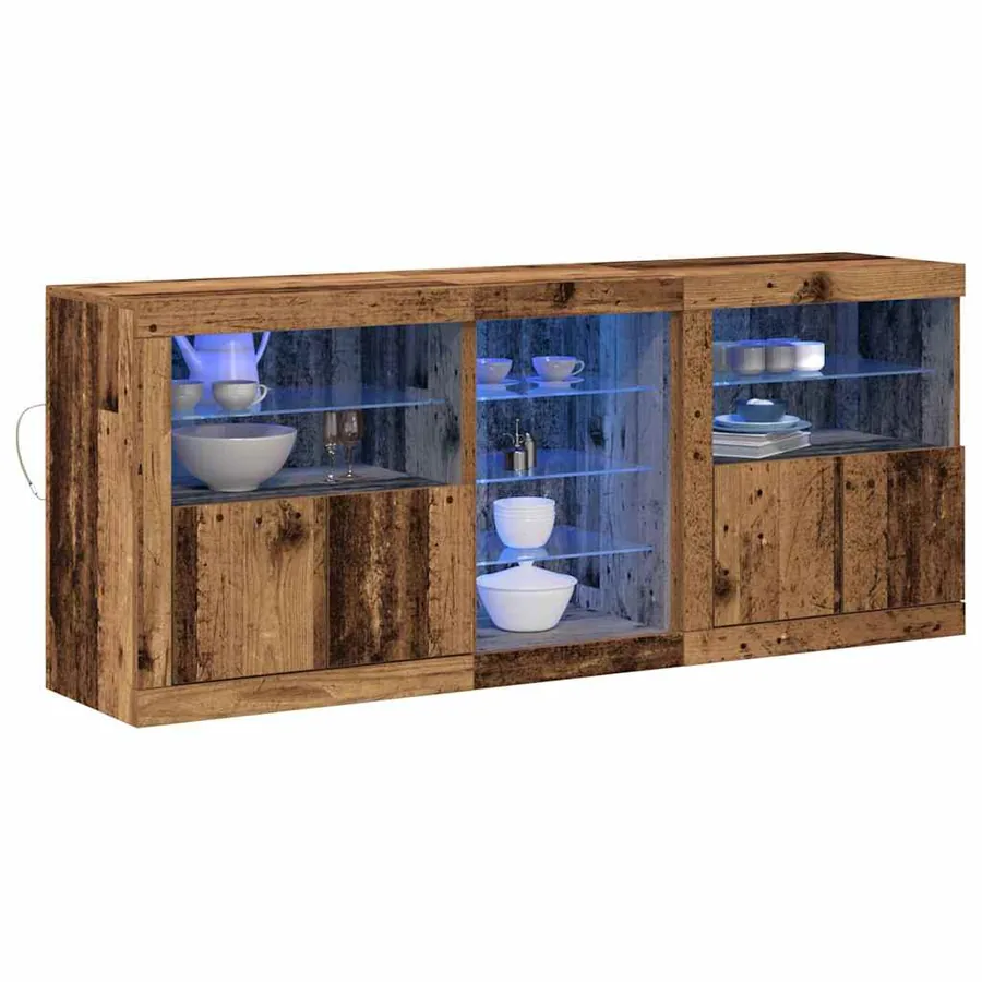 Buffet LED Bois ancien 162 x 37 x 67 cm Bois d'ingénierie - 3